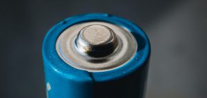Close up shot of AA battery